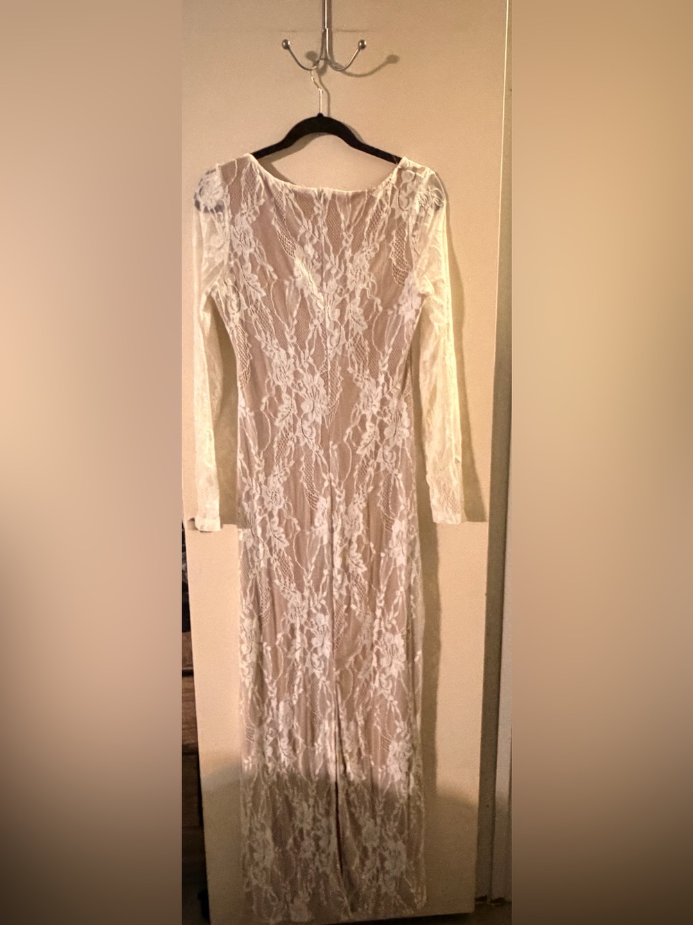 SHEIN Long Sleeve Lace Maxi Dress - White/Cream